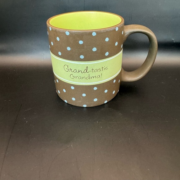 Hallmark “Grand-tastic Grandma!” Brown And Yellow Blue Polka Dots Coffee  Mug - Picture 1 of 6